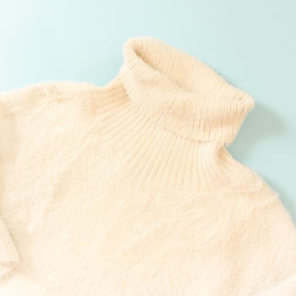 Anthropologie Akemi Kin Turtleneck Soft Knit Ruffle Hem Poncho Sweater One Size - Picture 2 of 7